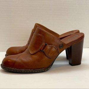 Born Brown Leather Mules Clogs Size 9